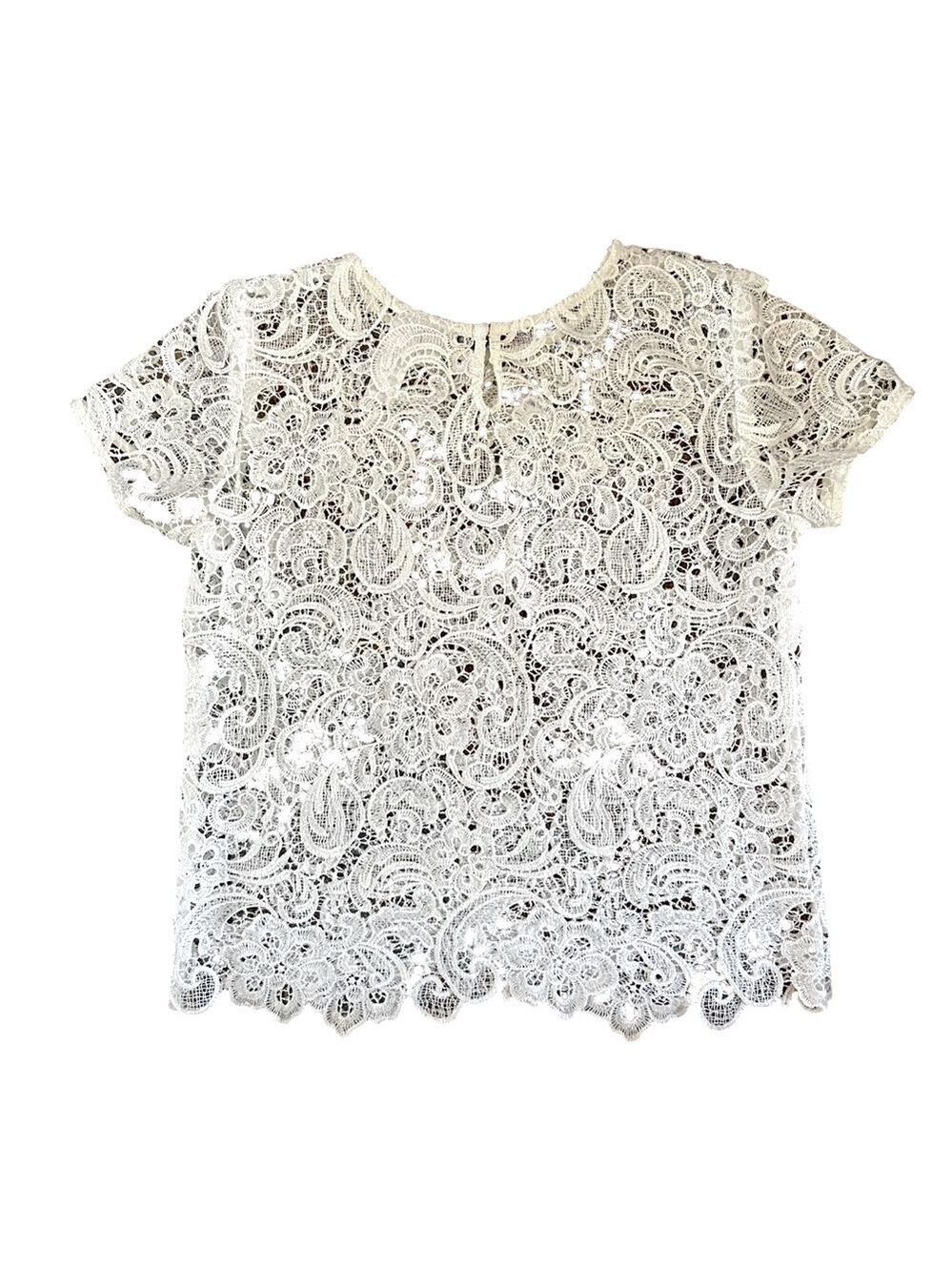 Bisou Bisou Lace Open Weave Overlay Top